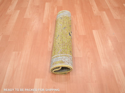 Transitional hand-knotted wool rug in Yellow & Gray, 2'1" x 3'1" — SKU O075695 (view 5)