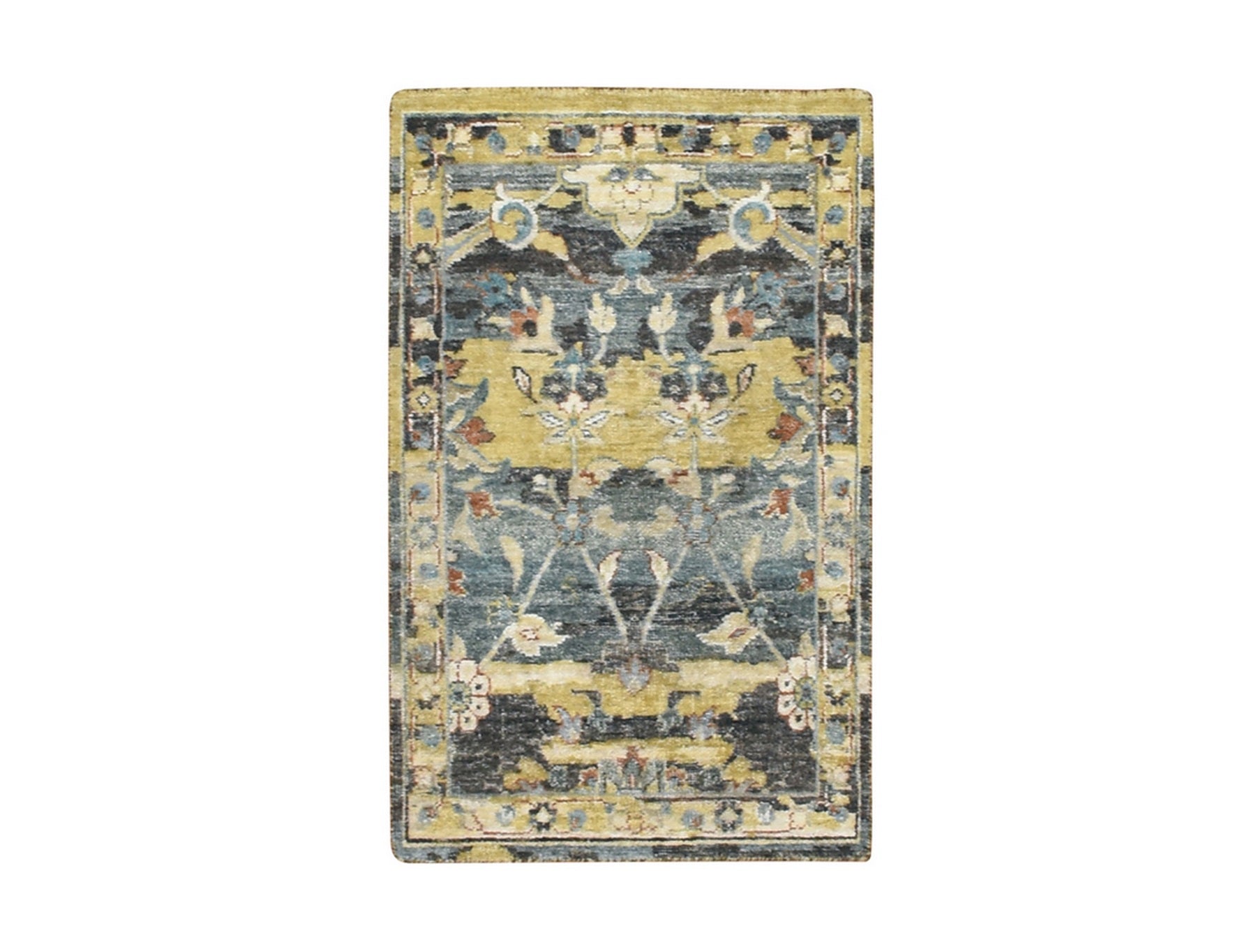 Transitional hand-knotted wool rug in Yellow, 2' x 3'3" — SKU O075697