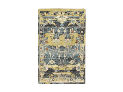 Transitional hand-knotted wool rug in Yellow, 2' x 3'3" — SKU O075697