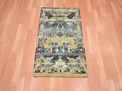 Transitional hand-knotted wool rug in Yellow, 2' x 3'3" — SKU O075697 (view 2)