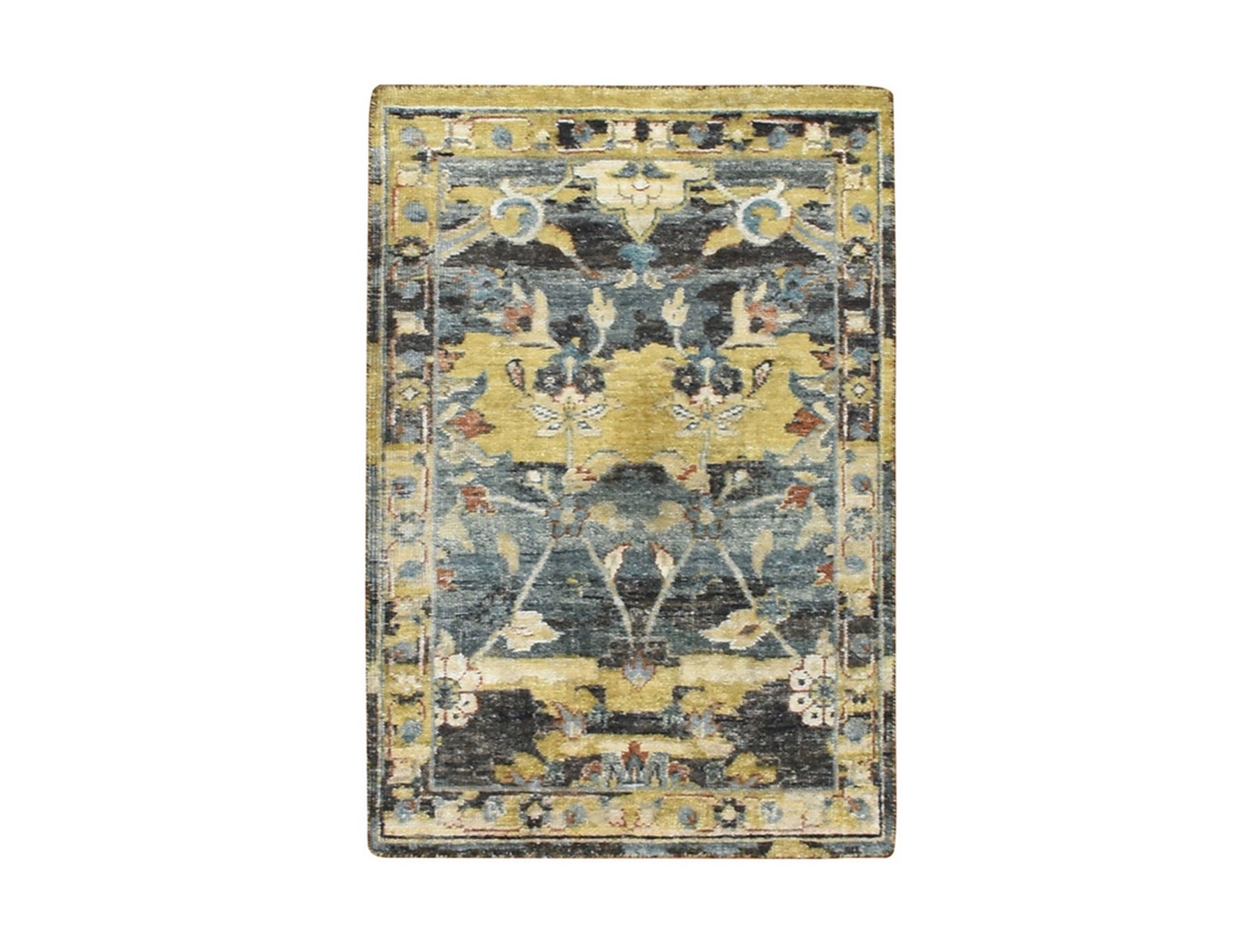 Transitional hand-knotted wool rug in Yellow, 2' x 3'3" — SKU O075699