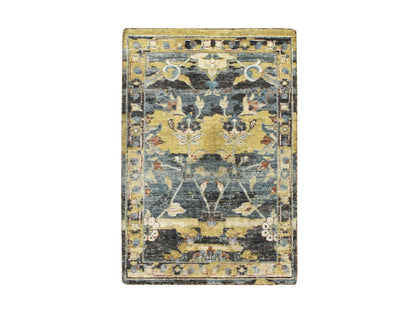 Transitional hand-knotted wool rug in Yellow, 2' x 3'3" — SKU O075699