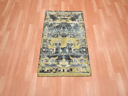 Transitional hand-knotted wool rug in Yellow, 2' x 3'3" — SKU O075699 (view 2)