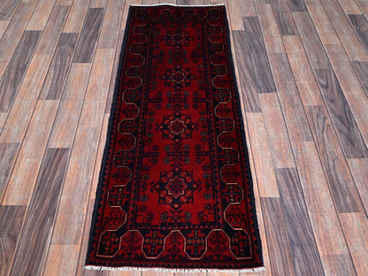 Tribal Tribal & Geometric hand-knotted wool runner in Red, 1'9" x 4'9" — SKU O0756 (view 2)