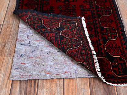 Tribal Tribal & Geometric hand-knotted wool runner in Red, 1'9" x 4'9" — SKU O0756 (view 3)