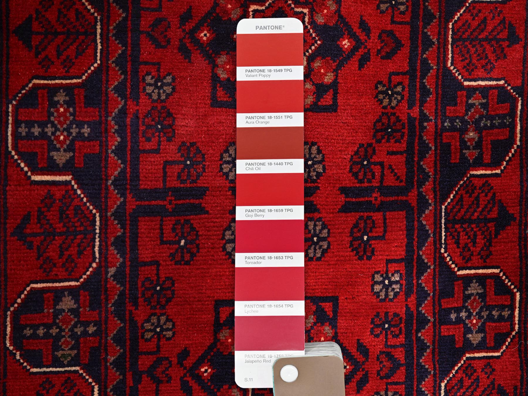 Tribal Tribal & Geometric hand-knotted wool runner in Red, 1'9" x 4'9" — SKU O0756 (view 4)