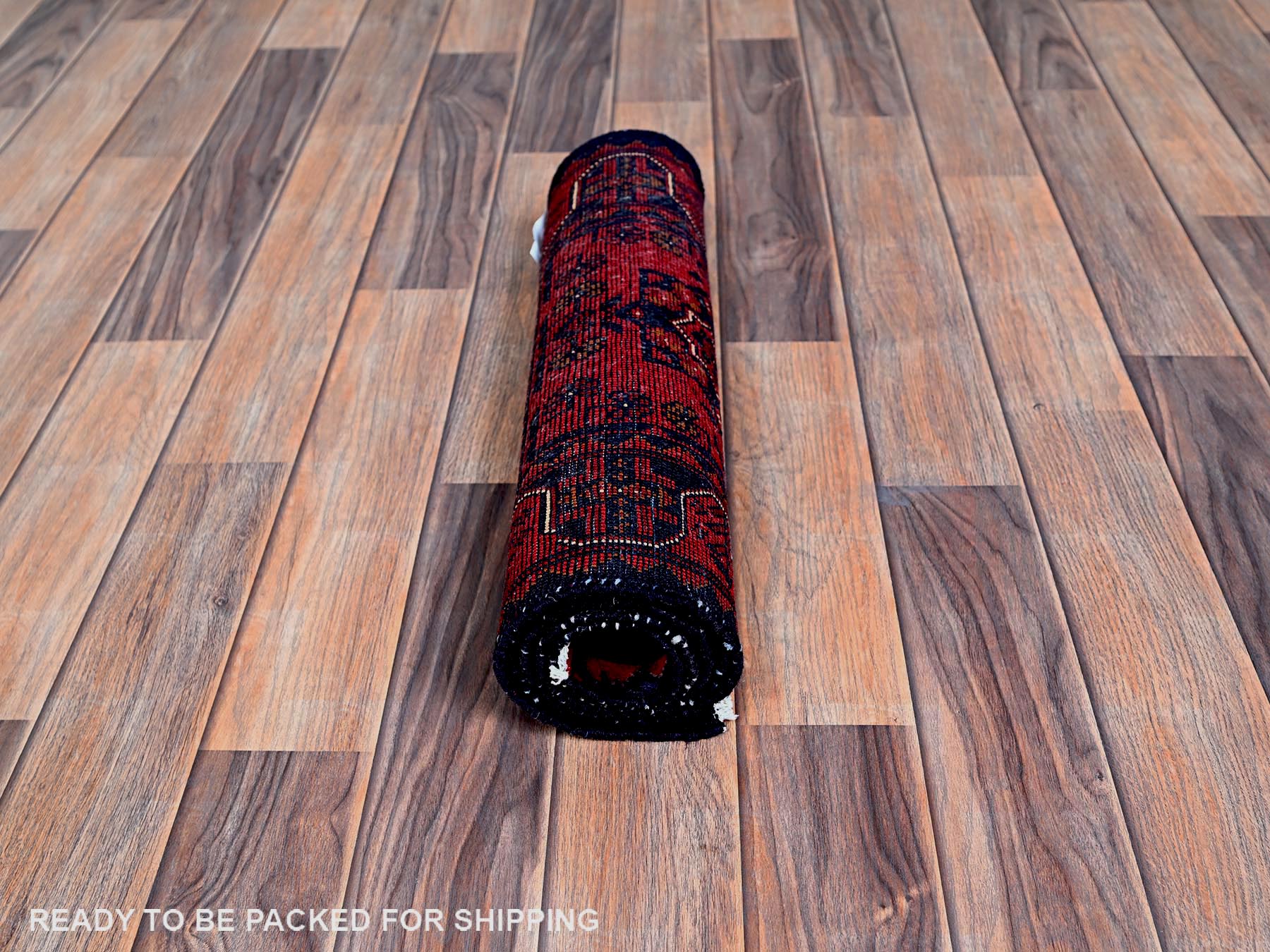 Tribal Tribal & Geometric hand-knotted wool runner in Red, 1'9" x 4'9" — SKU O0756 (view 5)