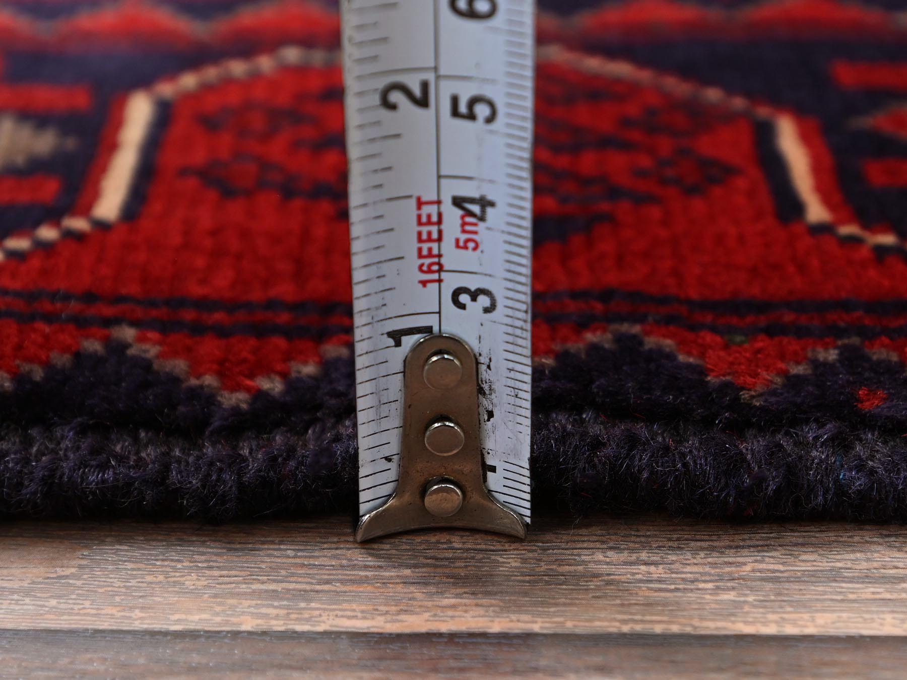 Tribal Tribal & Geometric hand-knotted wool runner in Red, 1'9" x 4'9" — SKU O0756 (view 6)