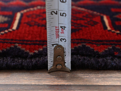 Tribal Tribal & Geometric hand-knotted wool runner in Red, 1'9" x 4'9" — SKU O0756 (view 6)