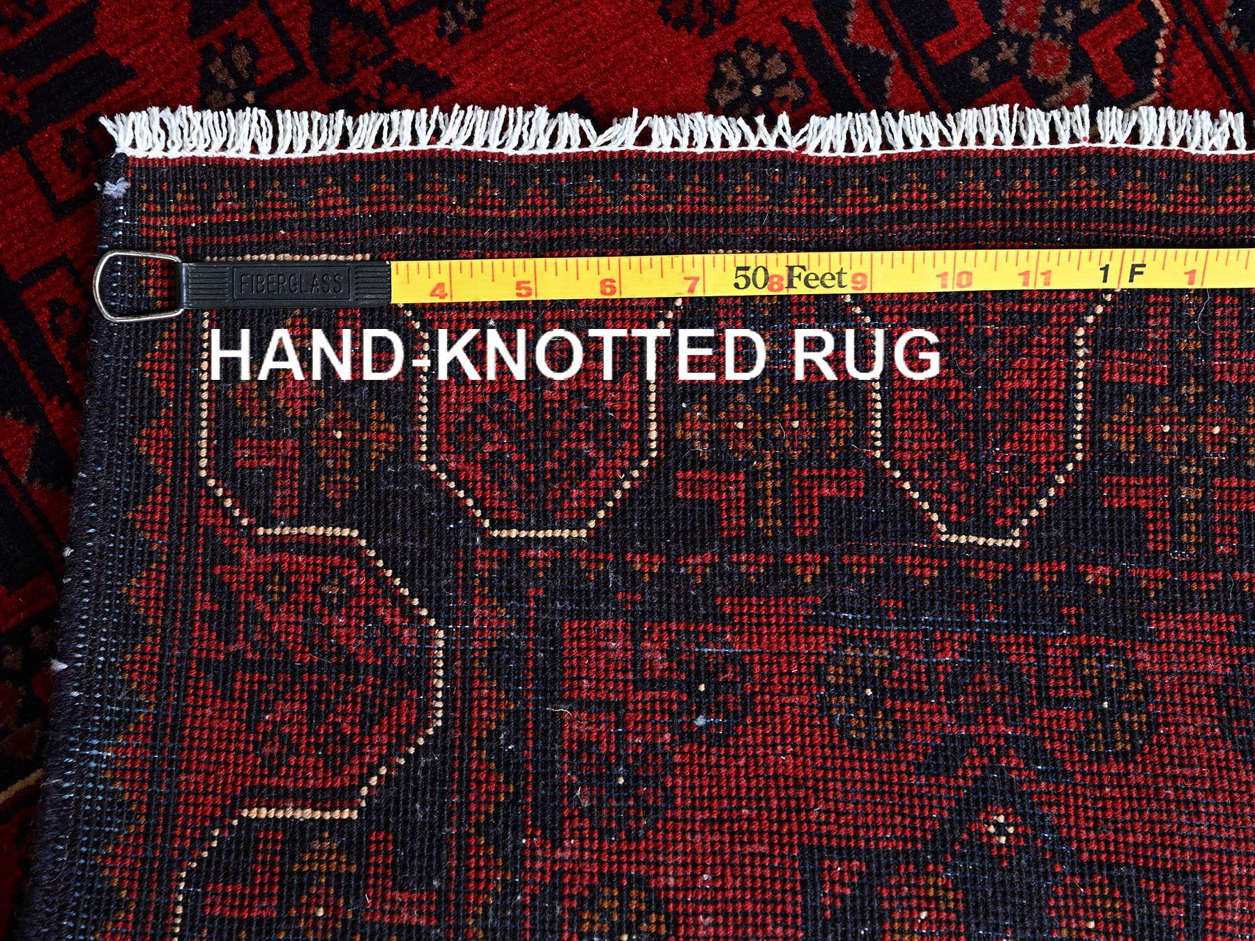 Tribal Tribal & Geometric hand-knotted wool runner in Red, 1'9" x 4'9" — SKU O0756 (view 7)