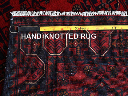 Tribal Tribal & Geometric hand-knotted wool runner in Red, 1'9" x 4'9" — SKU O0756 (view 7)