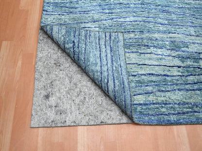 Blue 9'11" x 14'2" Modern and Contemporary Hand knotted Silk Rug - Sku: O075703