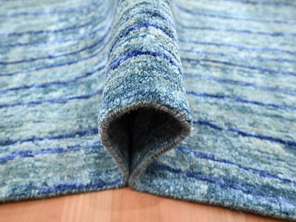 Blue 9'11" x 14'2" Modern and Contemporary Hand knotted Silk Rug - Sku: O075703