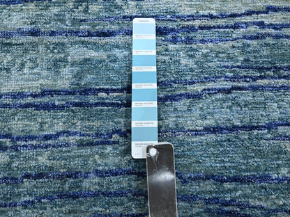 Blue 9'11" x 14'2" Modern and Contemporary Hand knotted Silk Rug - Sku: O075703