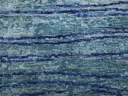 Blue 9'11" x 14'2" Modern and Contemporary Hand knotted Silk Rug - Sku: O075703
