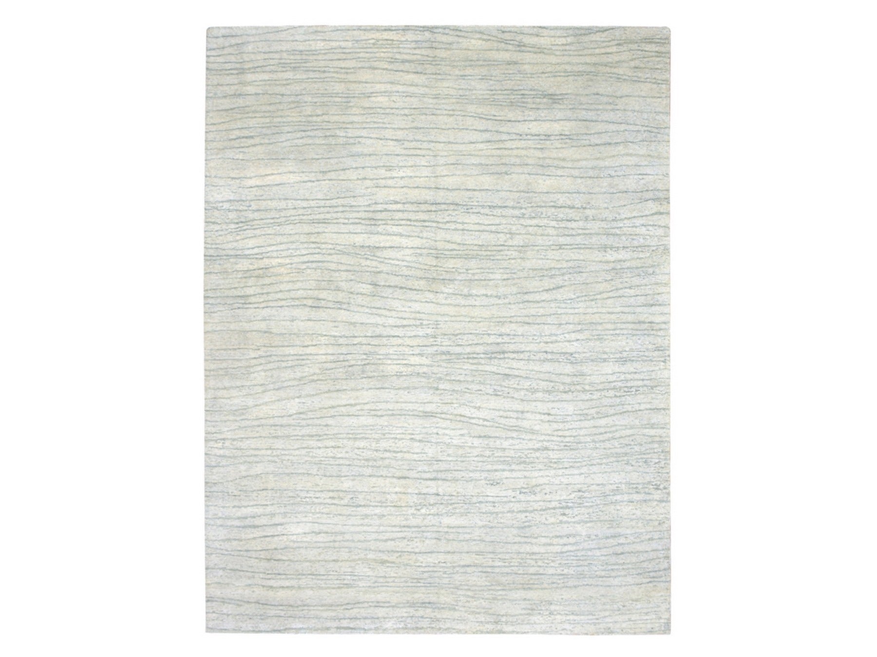 Modern / Contemporary hand-knotted silk rug in Ivory, 9' x 11'11" — SKU O075705