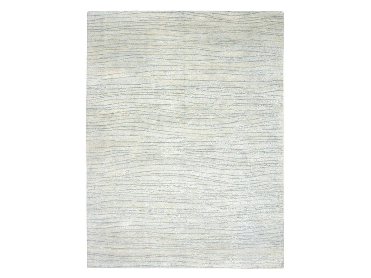 Modern / Contemporary hand-knotted silk rug in Ivory, 9' x 11'11" — SKU O075705