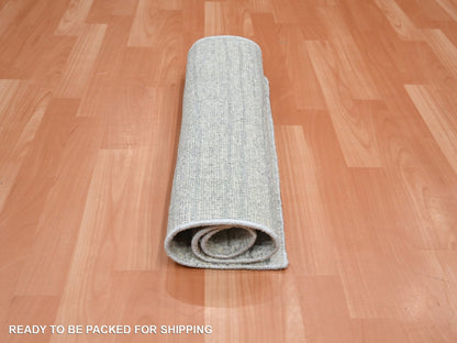 Modern / Contemporary hand-knotted silk rug in Ivory, 2' x 3' — SKU O075708 (view 5)