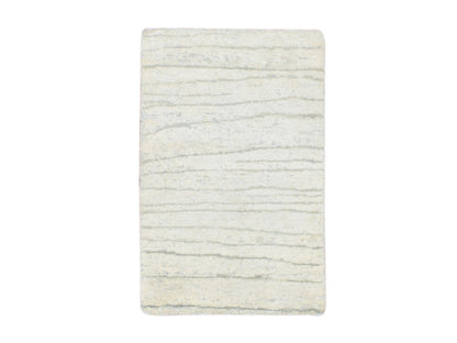 Modern / Contemporary hand-knotted silk rug in Ivory, 2' x 3' — SKU O075709