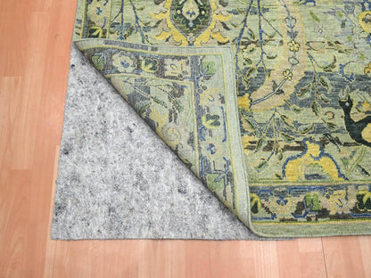 Green 11'11" x 15'1" Transitional Hand knotted Wool Rug - Sku: O075712