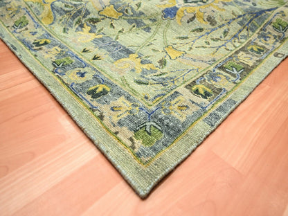 Green 11'11" x 15'1" Transitional Hand knotted Wool Rug - Sku: O075712