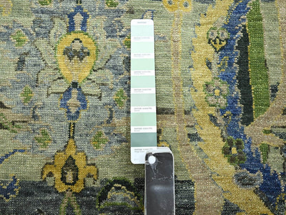 Green 11'11" x 15'1" Transitional Hand knotted Wool Rug - Sku: O075712