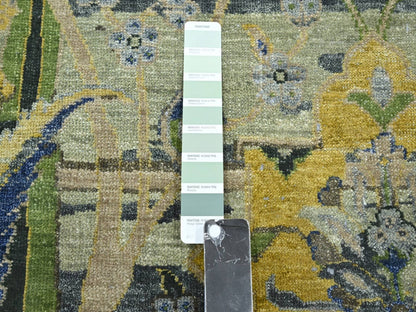 Green 9'0" x 12'3" Transitional Hand knotted Wool Rug - Sku: O075713