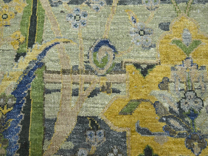 Green 9'0" x 12'3" Transitional Hand knotted Wool Rug - Sku: O075713