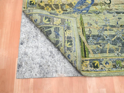 Green 6'1" x 9'3" Transitional Hand knotted Wool Rug - Sku: O075716