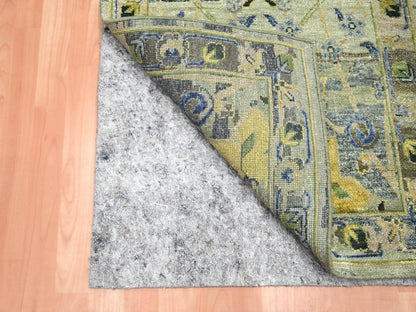 Green 2'7" x 10'6" Transitional Hand knotted Wool Rug - Sku: O075718