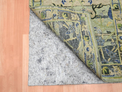 Green 2'7" x 8'4" Transitional Hand knotted Wool Rug - Sku: O075719