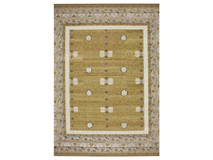 Transitional hand-knotted wool rug in Yellow & Gray, 12'1" x 15'2" — SKU O075721
