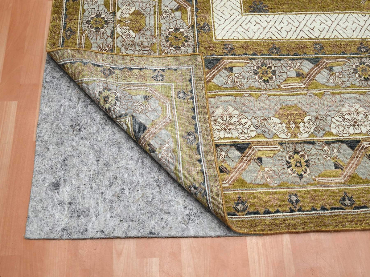 Transitional hand-knotted wool rug in Yellow & Gray, 12'1" x 15'2" — SKU O075721 (view 4)
