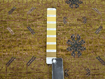 Transitional hand-knotted wool rug in Yellow & Gray, 12'1" x 15'2" — SKU O075721 (view 7)