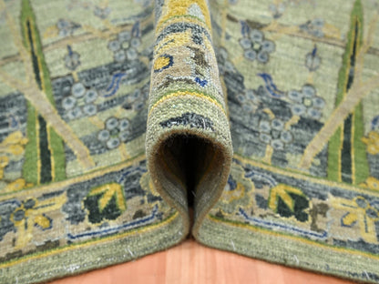 Brown 6'1" x 9'1" Transitional Hand knotted Wool Rug - Sku: O075723