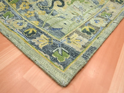Brown 6'1" x 9'1" Transitional Hand knotted Wool Rug - Sku: O075723
