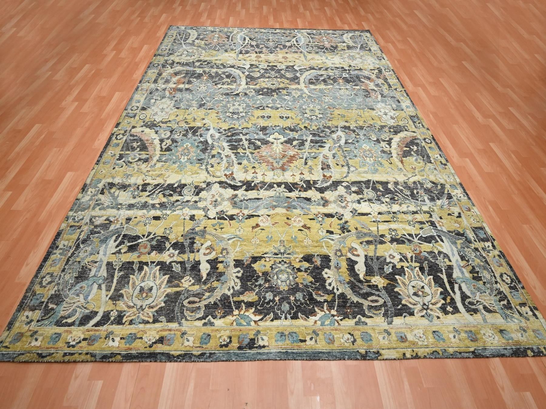 Brown 9'0" x 12'2" Transitional Hand knotted Wool Rug - Sku: O075724
