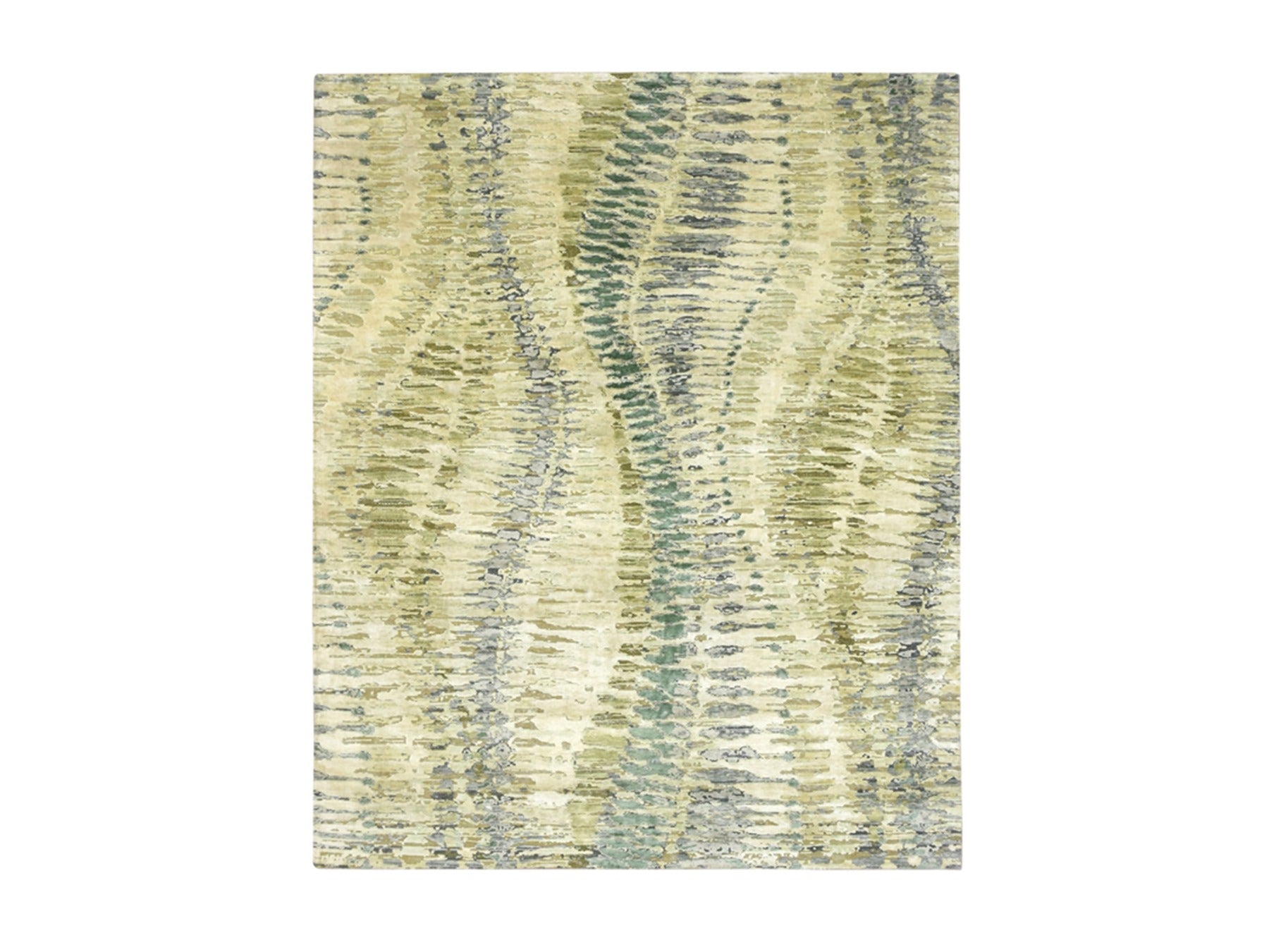 Green 8'0" x 9'10" Modern and Contemporary Hand knotted Silk Rug - Sku: O075725