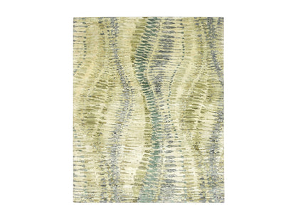 Green 8'0" x 9'10" Modern and Contemporary Hand knotted Silk Rug - Sku: O075725