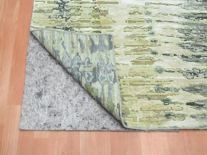 Green 8'0" x 9'10" Modern and Contemporary Hand knotted Silk Rug - Sku: O075725