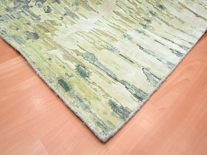 Green 8'0" x 9'10" Modern and Contemporary Hand knotted Silk Rug - Sku: O075725