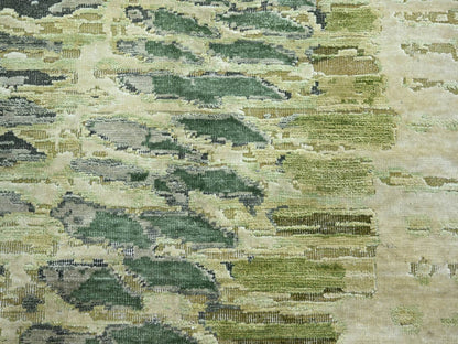 Green 8'0" x 9'10" Modern and Contemporary Hand knotted Silk Rug - Sku: O075725