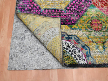 Mamluk Mamluk hand-knotted wool/silk rug in Yellow, 9' x 11'10" — SKU O075726 (view 4)