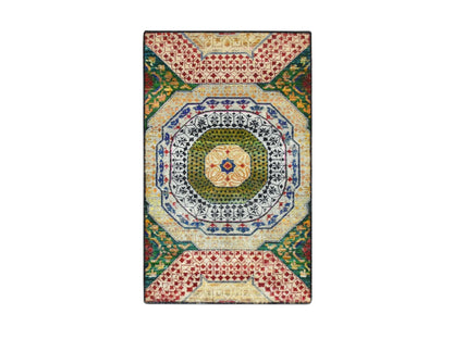 Mamluk Mamluk hand-knotted wool/silk rug in Yellow, 3' x 5'1" — SKU O075728