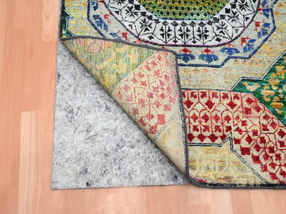 Mamluk Mamluk hand-knotted wool/silk rug in Yellow, 3' x 5'1" — SKU O075728 (view 3)