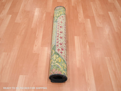 Mamluk Mamluk hand-knotted wool/silk rug in Yellow, 3' x 5'1" — SKU O075728 (view 5)