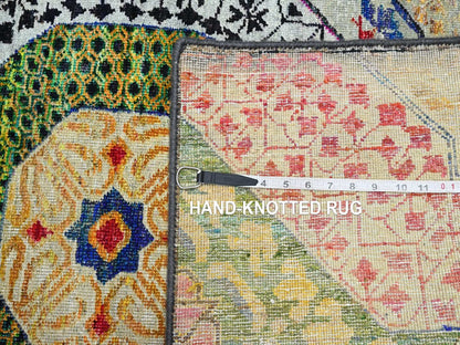 Mamluk Mamluk hand-knotted wool/silk rug in Yellow, 3' x 5'1" — SKU O075728 (view 7)