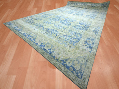 Blue 17'7" x 26'4" Fine Oriental Hand knotted Wool/Silk Rug - Sku: O075733