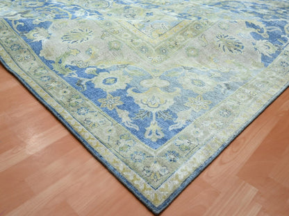 Blue 17'7" x 26'4" Fine Oriental Hand knotted Wool/Silk Rug - Sku: O075733