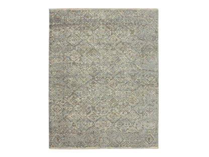 Grey 7'10" x 9'11" Oushak And Peshawar Hand knotted Wool Rug - Sku: O075735